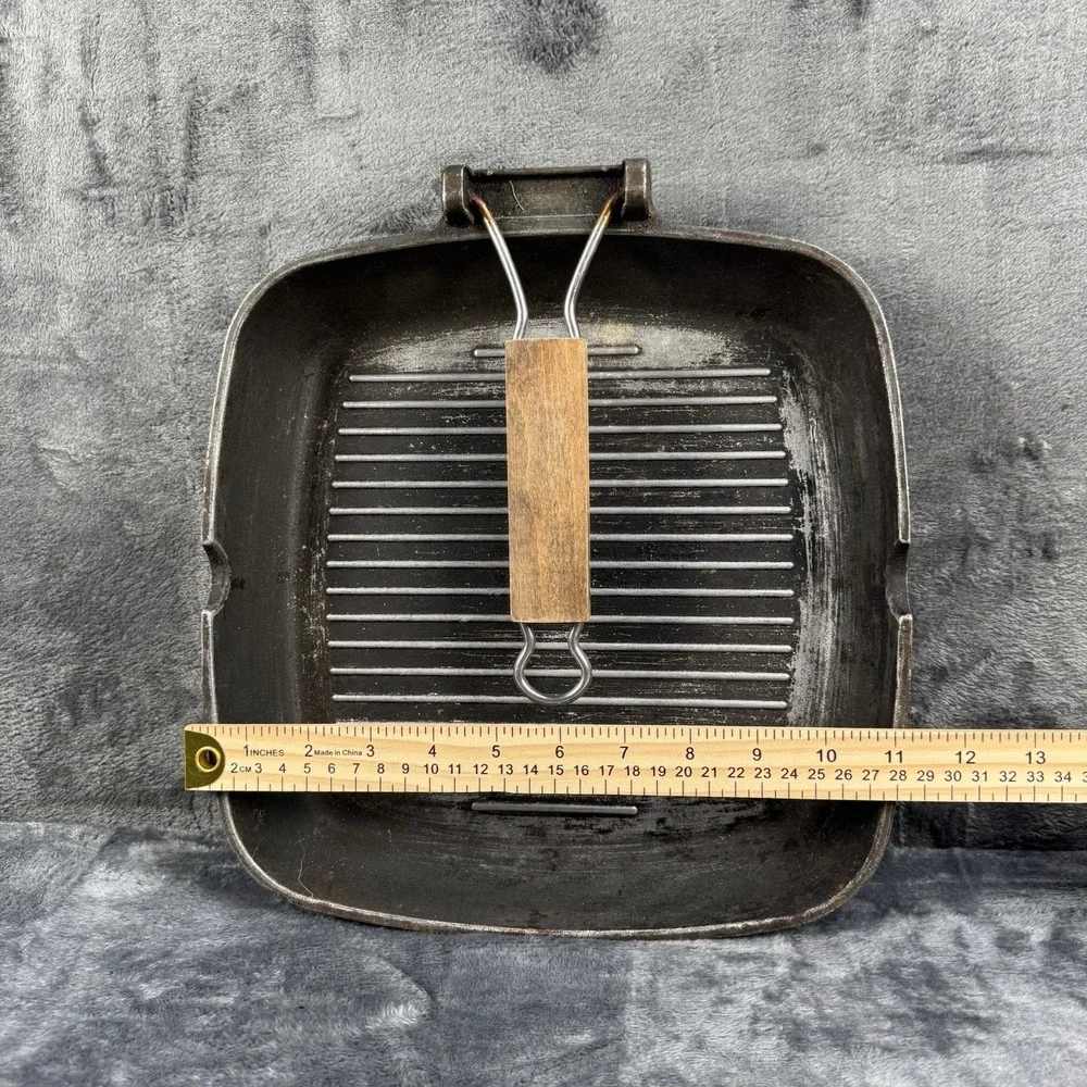 ROCH GUSS Grand Chef 13in Flat Grill Pan Rectangle Folding Handle Made in Italy